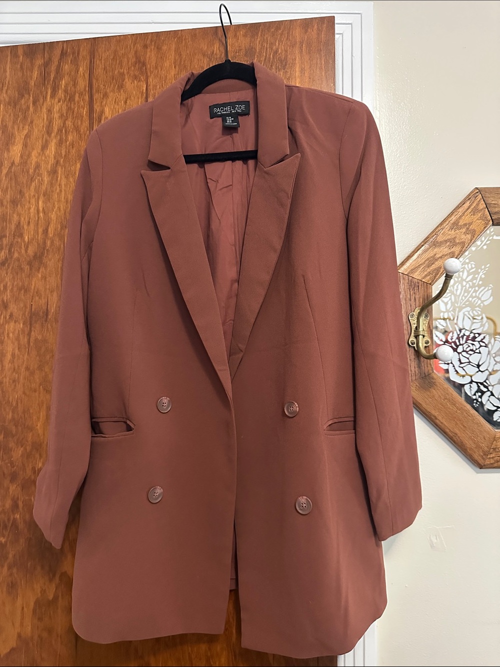Rachel Zoe Burnt Orange Double-Breasted Blazer